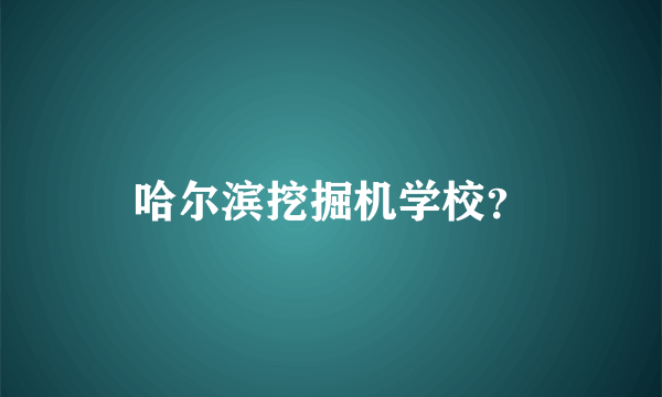 哈尔滨挖掘机学校？