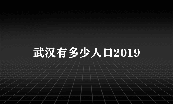 武汉有多少人口2019