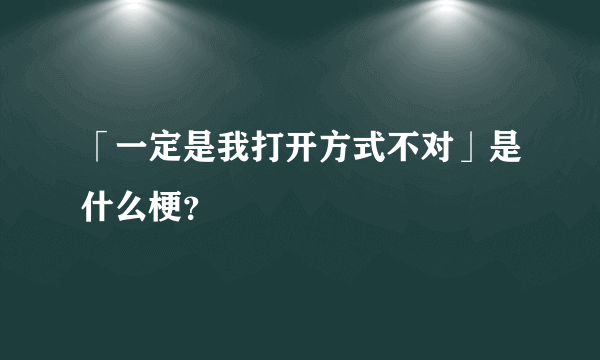 「一定是我打开方式不对」是什么梗？