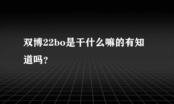 双博22bo是干什么嘛的有知道吗？