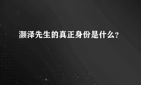 灏泽先生的真正身份是什么？