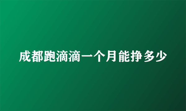 成都跑滴滴一个月能挣多少