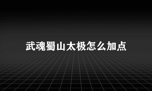 武魂蜀山太极怎么加点