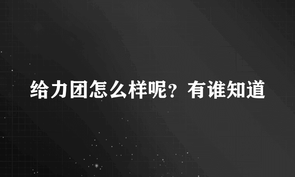 给力团怎么样呢？有谁知道