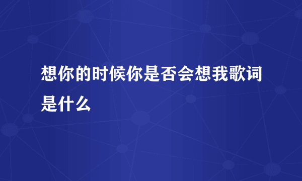 想你的时候你是否会想我歌词是什么