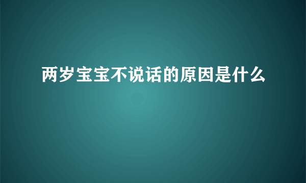 两岁宝宝不说话的原因是什么