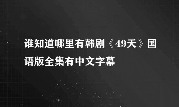 谁知道哪里有韩剧《49天》国语版全集有中文字幕