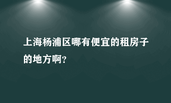 上海杨浦区哪有便宜的租房子的地方啊？