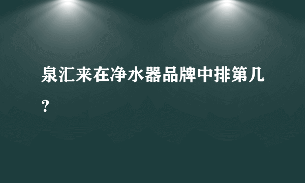 泉汇来在净水器品牌中排第几？