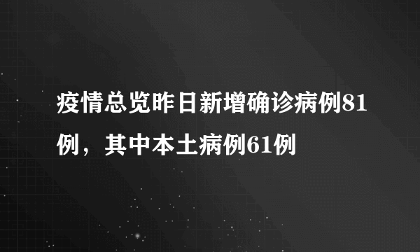 疫情总览昨日新增确诊病例81例，其中本土病例61例