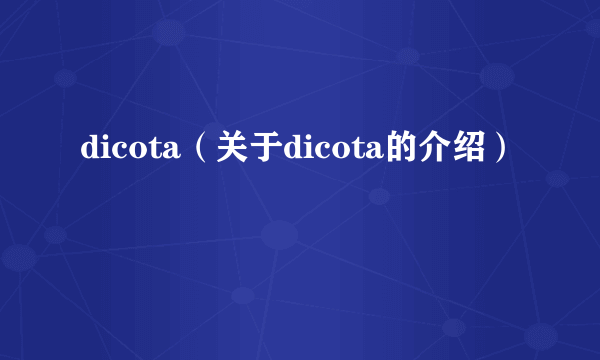 dicota（关于dicota的介绍）