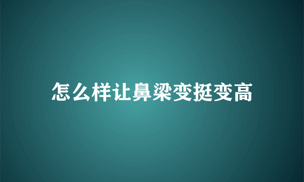 怎么样让鼻梁变挺变高