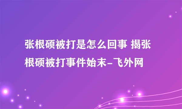 张根硕被打是怎么回事 揭张根硕被打事件始末-飞外网