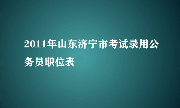 2011年山东济宁市考试录用公务员职位表