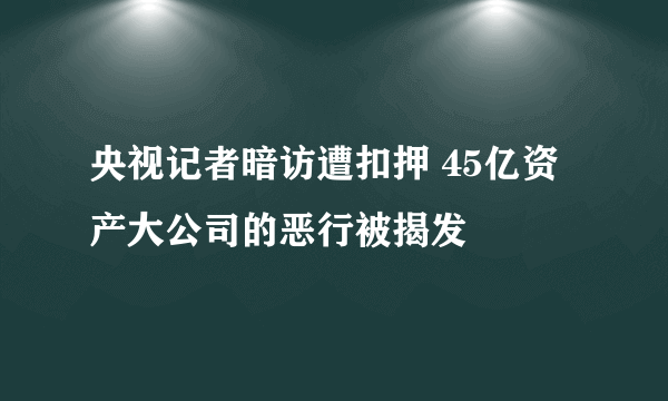 央视记者暗访遭扣押 45亿资产大公司的恶行被揭发