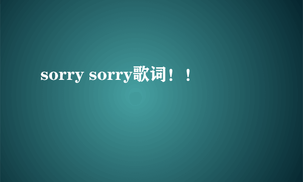 sorry sorry歌词！！