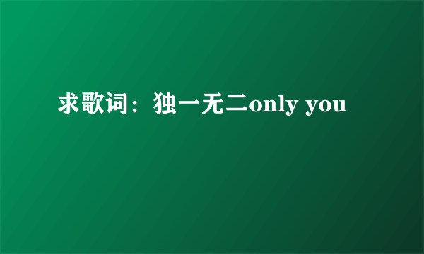 求歌词：独一无二only you