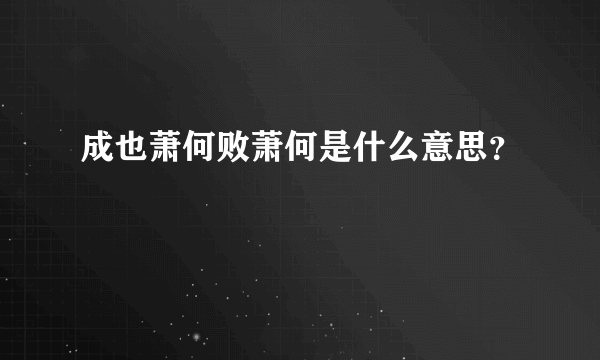 成也萧何败萧何是什么意思？