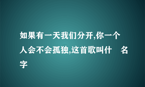 如果有一天我们分开,你一个人会不会孤独,这首歌叫什麼名字