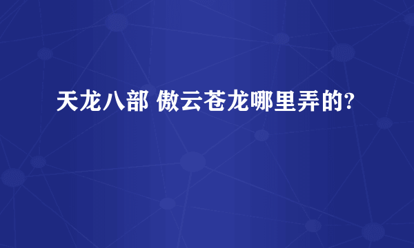 天龙八部 傲云苍龙哪里弄的?