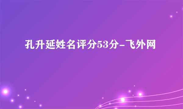 孔升延姓名评分53分-飞外网