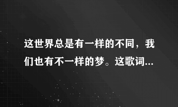 这世界总是有一样的不同，我们也有不一样的梦。这歌词是哪首歌的