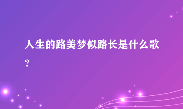 人生的路美梦似路长是什么歌？