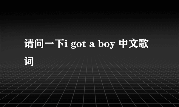 请问一下i got a boy 中文歌词