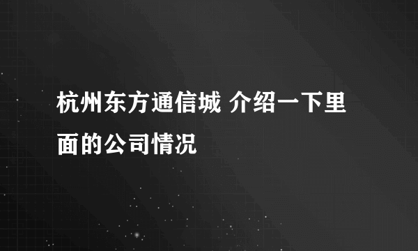 杭州东方通信城 介绍一下里面的公司情况