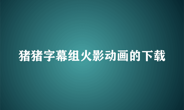 猪猪字幕组火影动画的下载