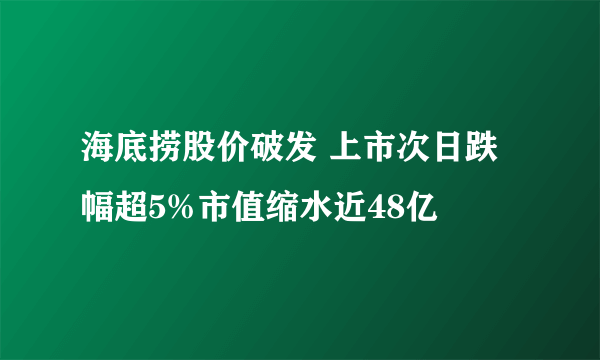 海底捞股价破发 上市次日跌幅超5%市值缩水近48亿