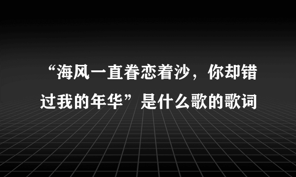 “海风一直眷恋着沙，你却错过我的年华”是什么歌的歌词