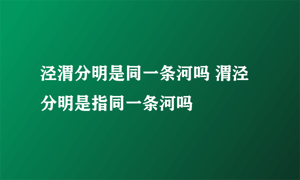 泾渭分明是同一条河吗 渭泾分明是指同一条河吗