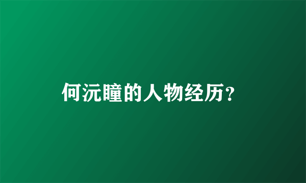 何沅瞳的人物经历？