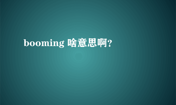 booming 啥意思啊？