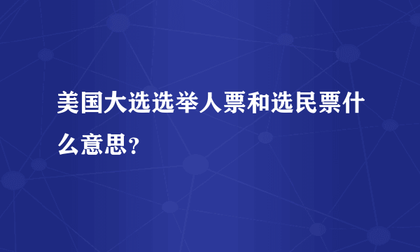 美国大选选举人票和选民票什么意思？