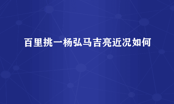 百里挑一杨弘马吉亮近况如何