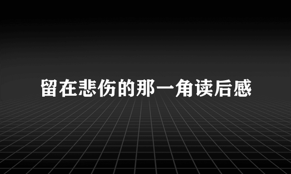 留在悲伤的那一角读后感