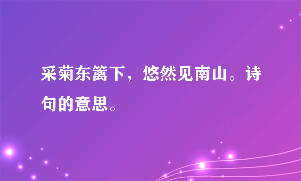 采菊东篱下，悠然见南山。诗句的意思。