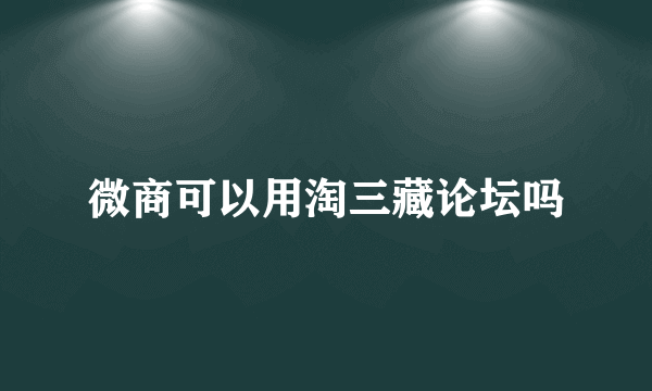 微商可以用淘三藏论坛吗