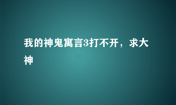 我的神鬼寓言3打不开，求大神