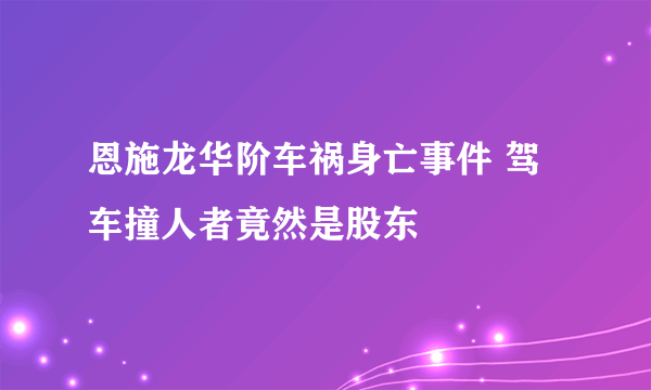 恩施龙华阶车祸身亡事件 驾车撞人者竟然是股东