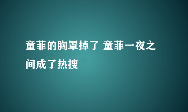 童菲的胸罩掉了 童菲一夜之间成了热搜