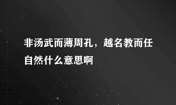 非汤武而薄周孔，越名教而任自然什么意思啊