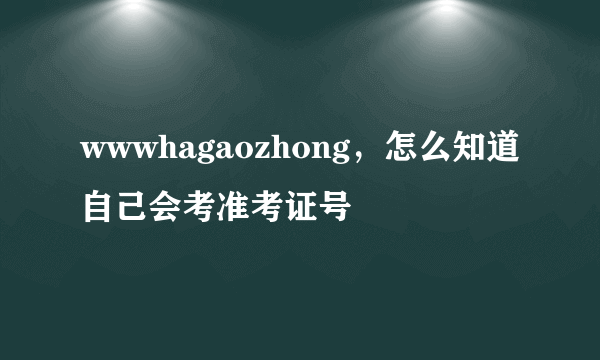 wwwhagaozhong，怎么知道自己会考准考证号