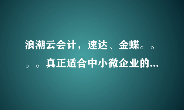 浪潮云会计，速达、金蝶。。。。真正适合中小微企业的有哪些？