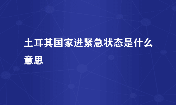 土耳其国家进紧急状态是什么意思