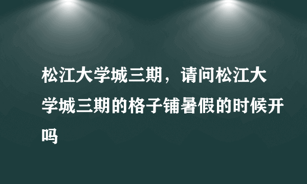 松江大学城三期，请问松江大学城三期的格子铺暑假的时候开吗