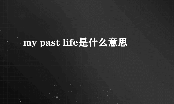 my past life是什么意思