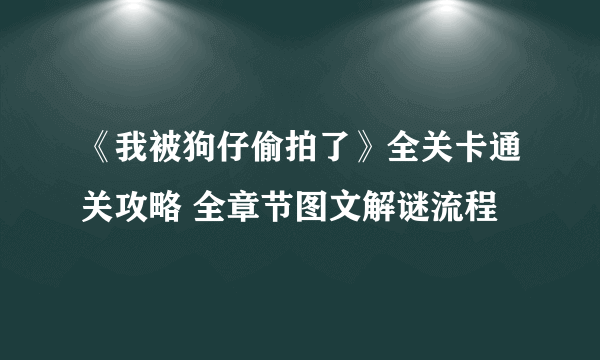 《我被狗仔偷拍了》全关卡通关攻略 全章节图文解谜流程